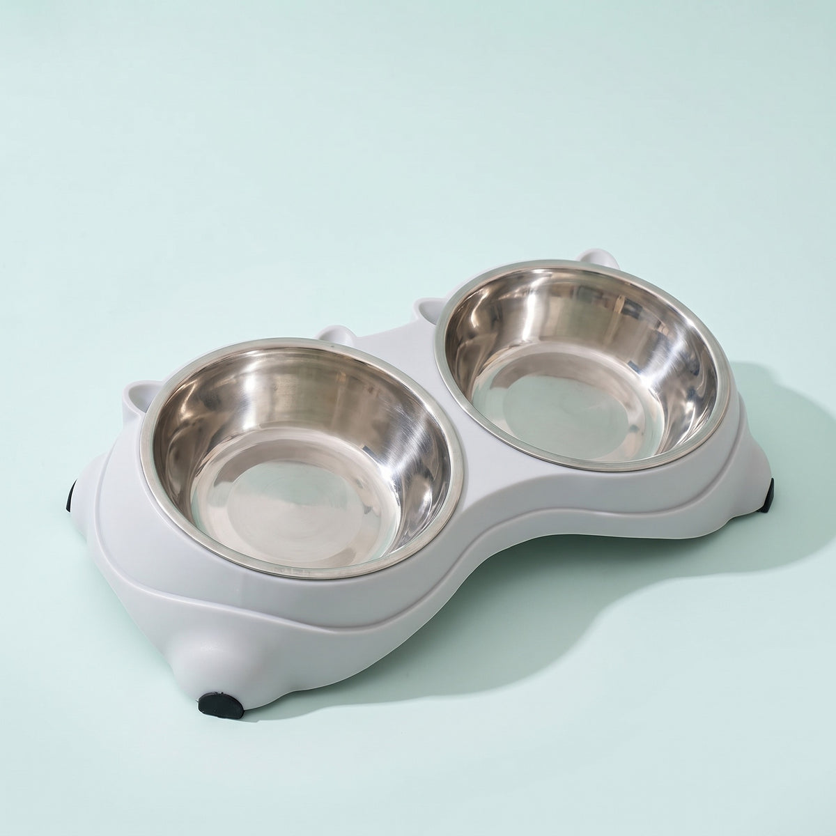 Stainless-Steel Double Cat Bowl with Non-Slip Base
