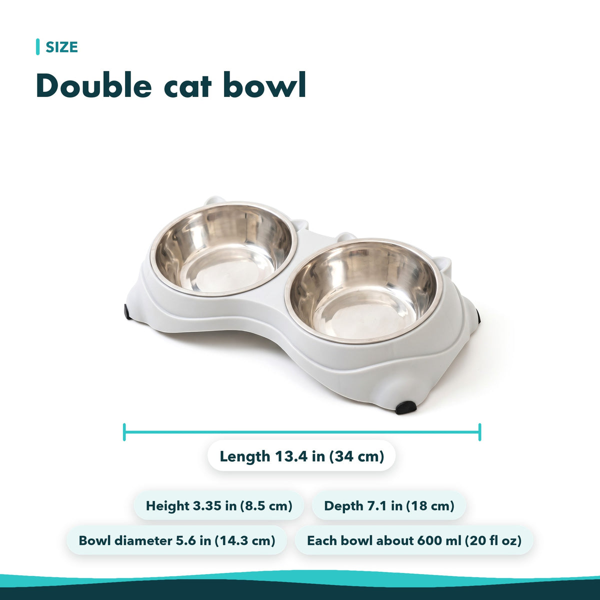 Stainless-Steel Double Cat Bowl with Non-Slip Base