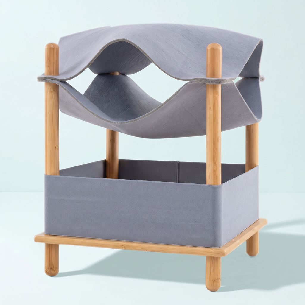 Bamboo Cat House with Felt Hammock, 21 in