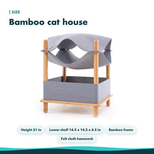 Bamboo Cat House with Felt Hammock, 21 in