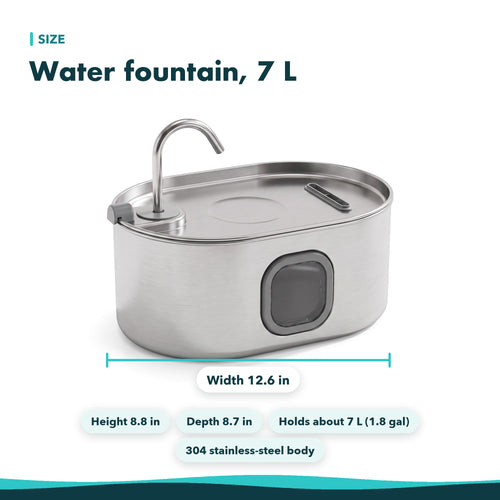Stainless-Steel Cat Water Fountain, 7 L (1.8 gal)