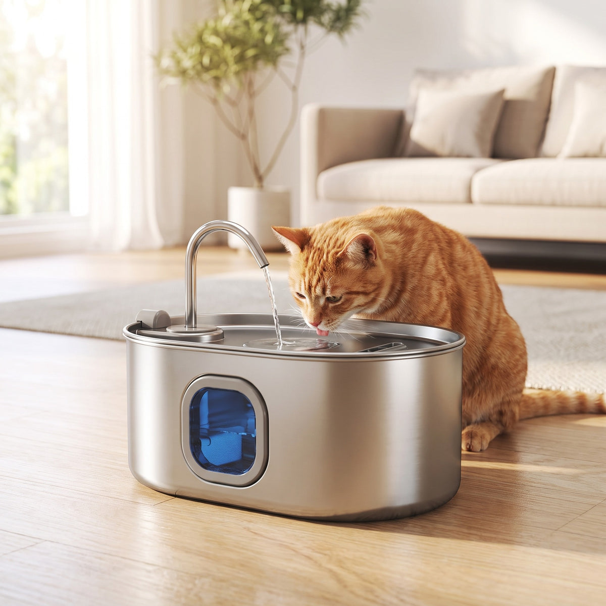 Stainless-Steel Cat Water Fountain, 7 L (1.8 gal)