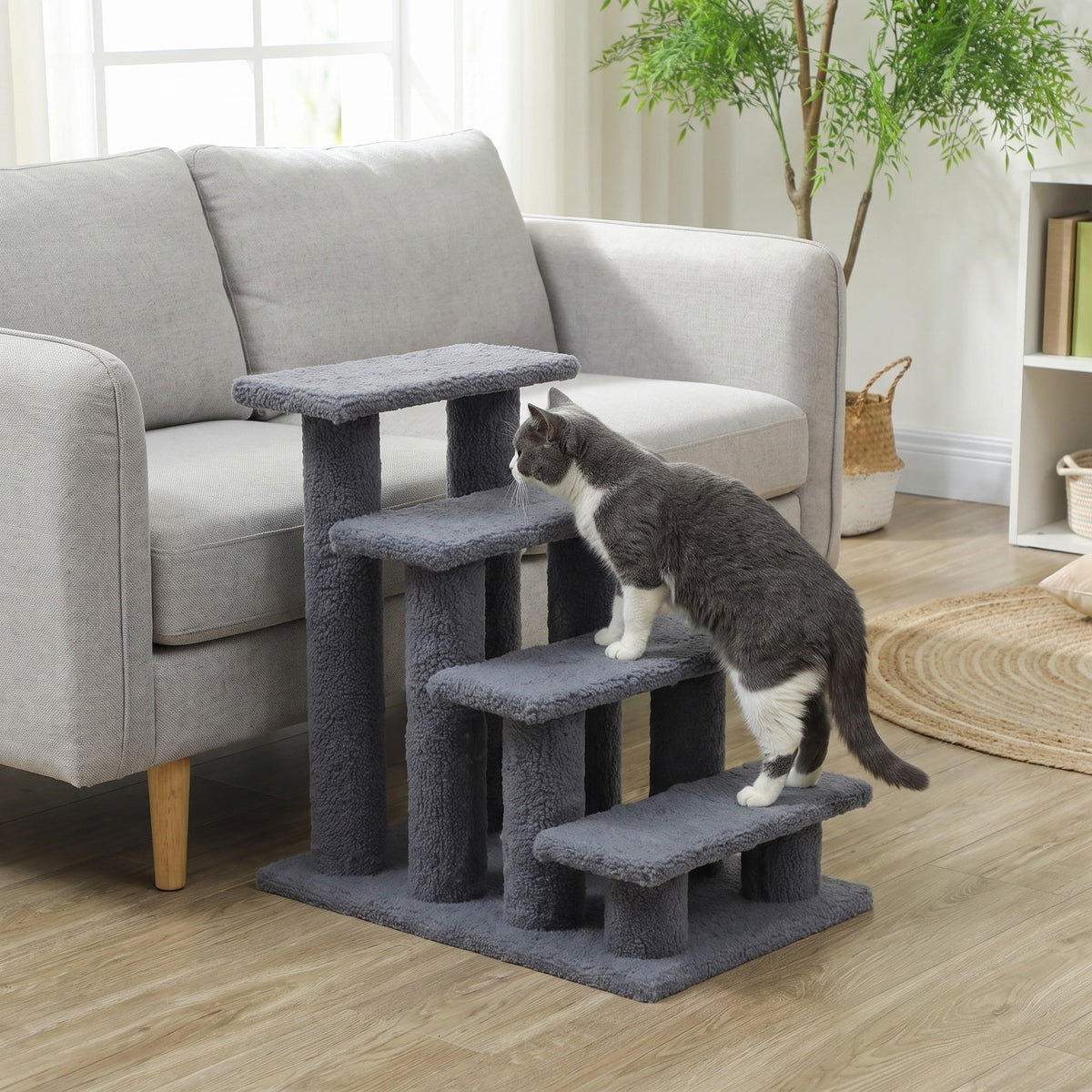 Plush Cat Stairs, 4 Steps, 23.5 in