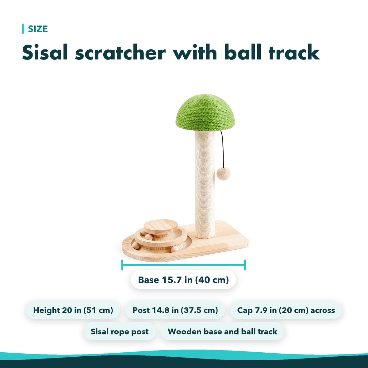 Sisal Cat Scratcher with Ball Track, 20 in