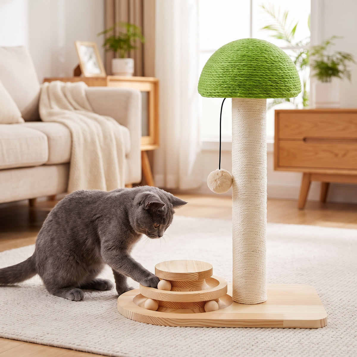 Sisal Cat Scratcher with Ball Track, 20 in