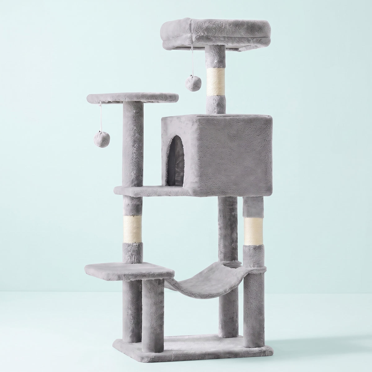 Plush Cat Tree with Condo and Hammock, 44 in