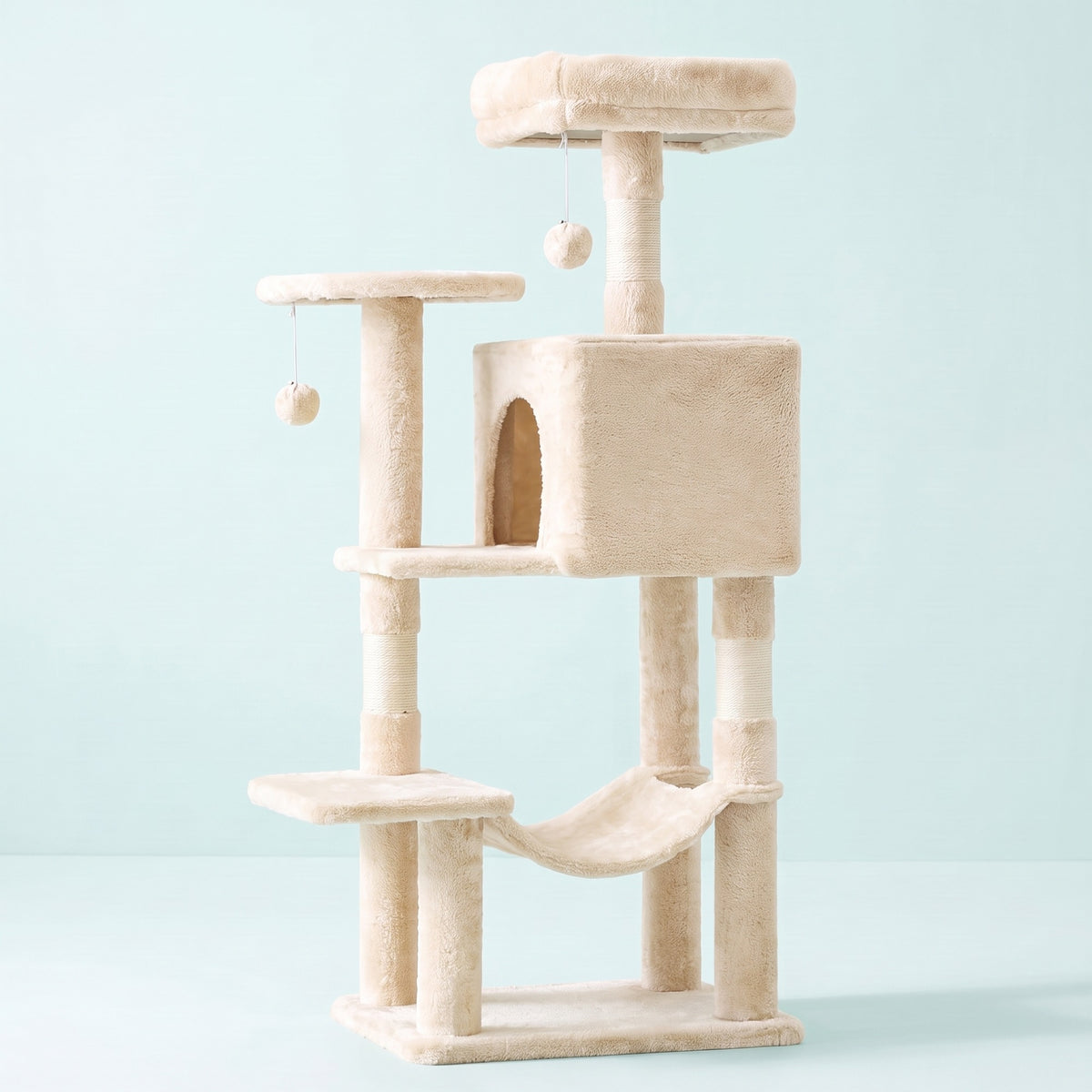 Plush Cat Tree with Condo and Hammock, 44 in
