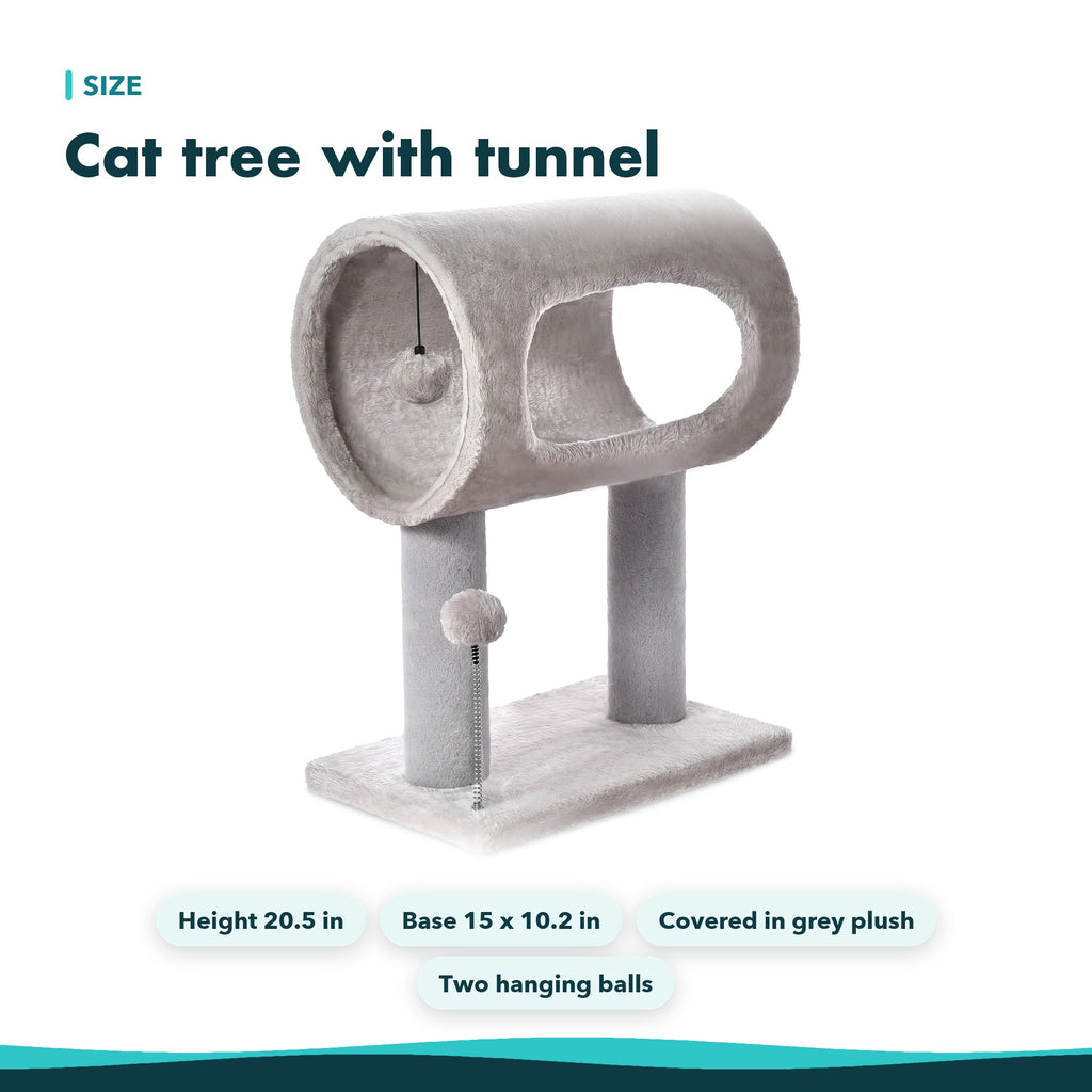 Plush Cat Tree with Tunnel, 20.5 in