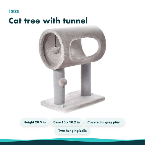Plush Cat Tree with Tunnel, 20.5 in