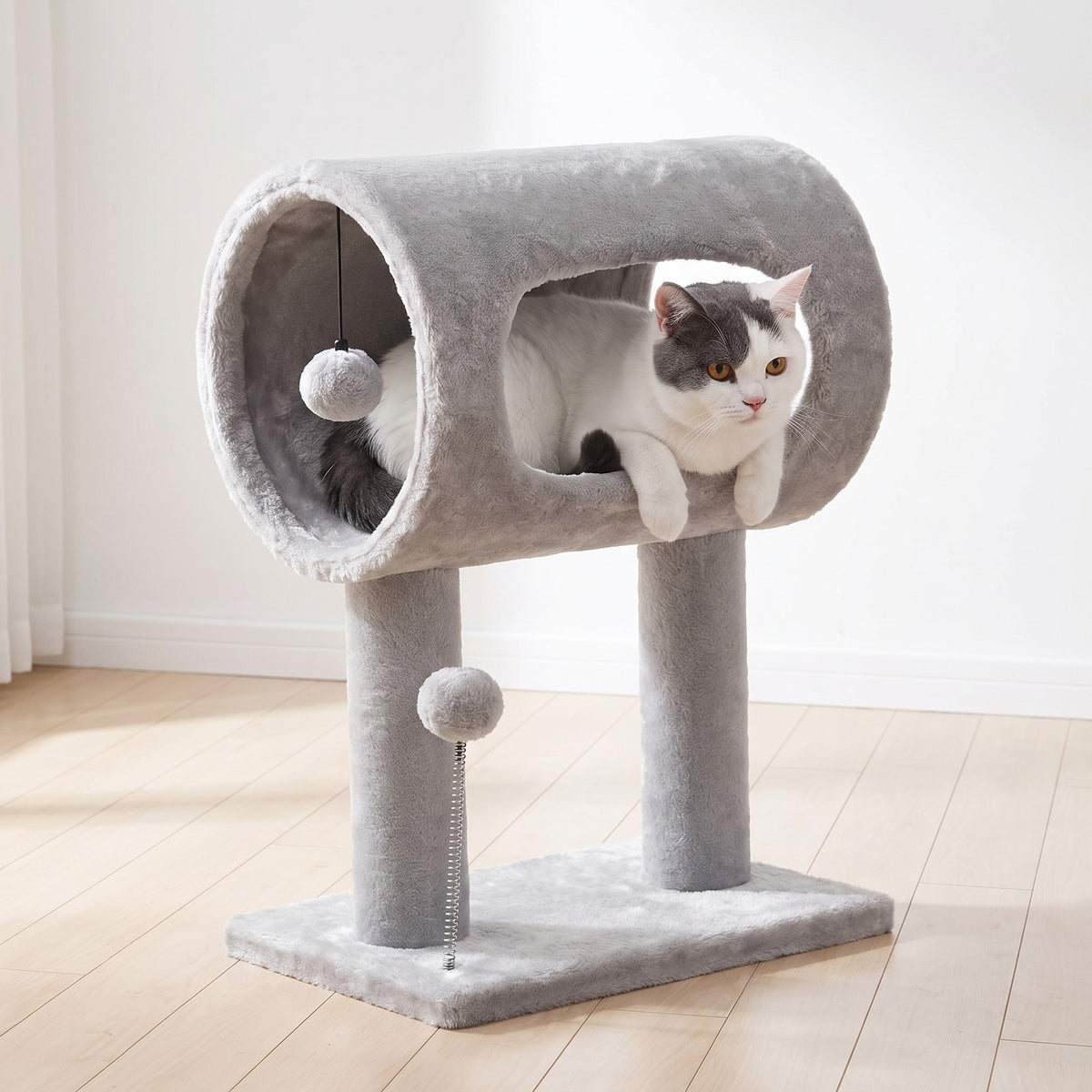 Plush Cat Tree with Tunnel, 20.5 in